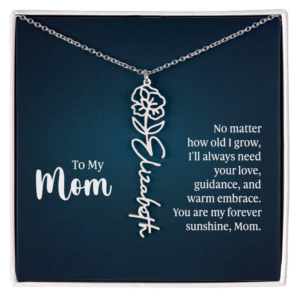 Flower Birth Month Name Necklace - To My Mom