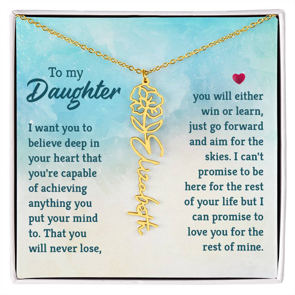 Flower Birth Month Name Necklace - To Daughter