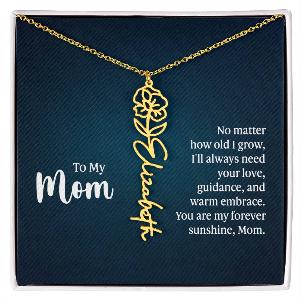 Flower Birth Month Name Necklace - To My Mom