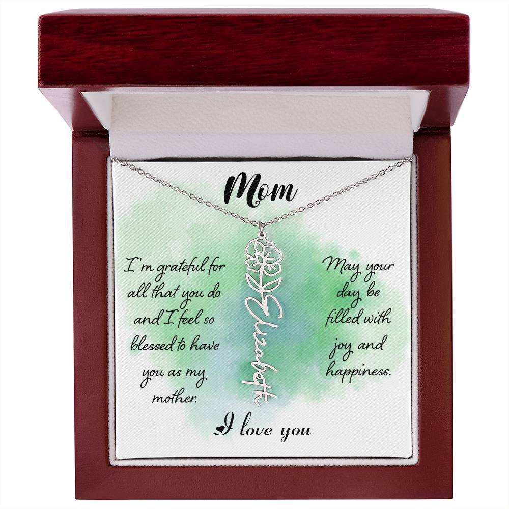 Flower Birth Month Name Necklace - To Mom