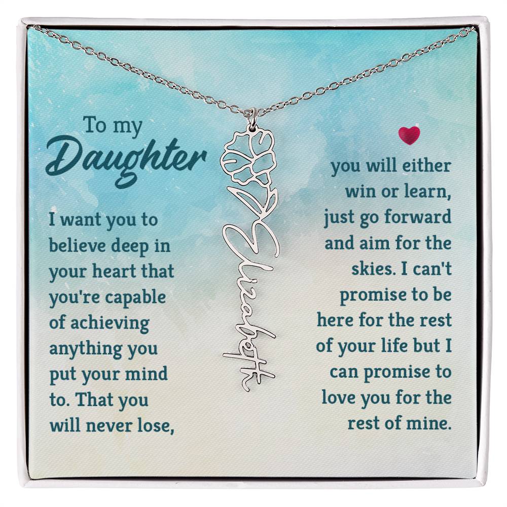 Flower Birth Month Name Necklace - To Daughter