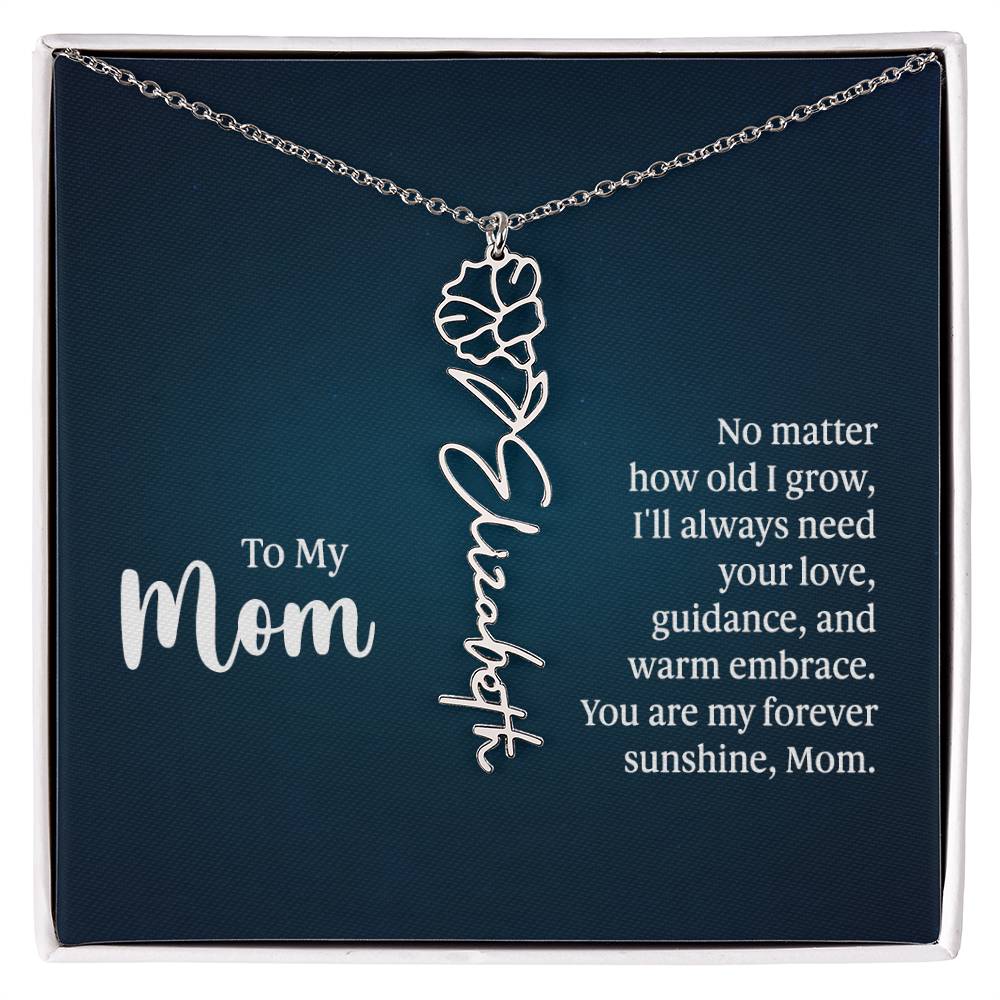 Flower Birth Month Name Necklace - To My Mom