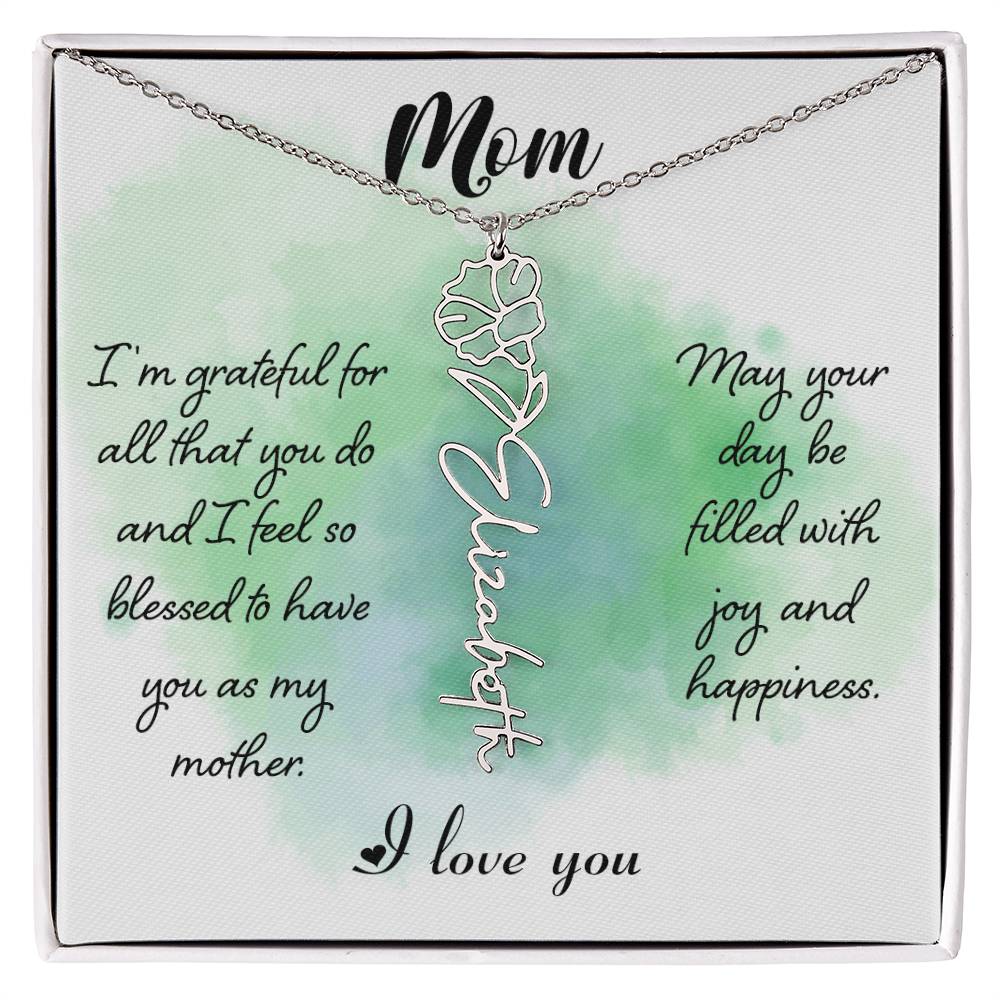 Flower Birth Month Name Necklace - To Mom