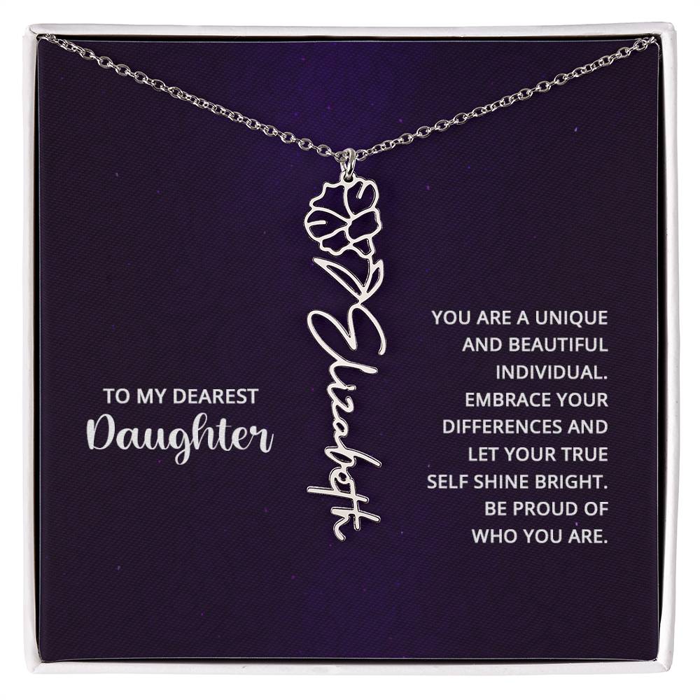 Flower Birth Month Name Necklace - To My Daughter