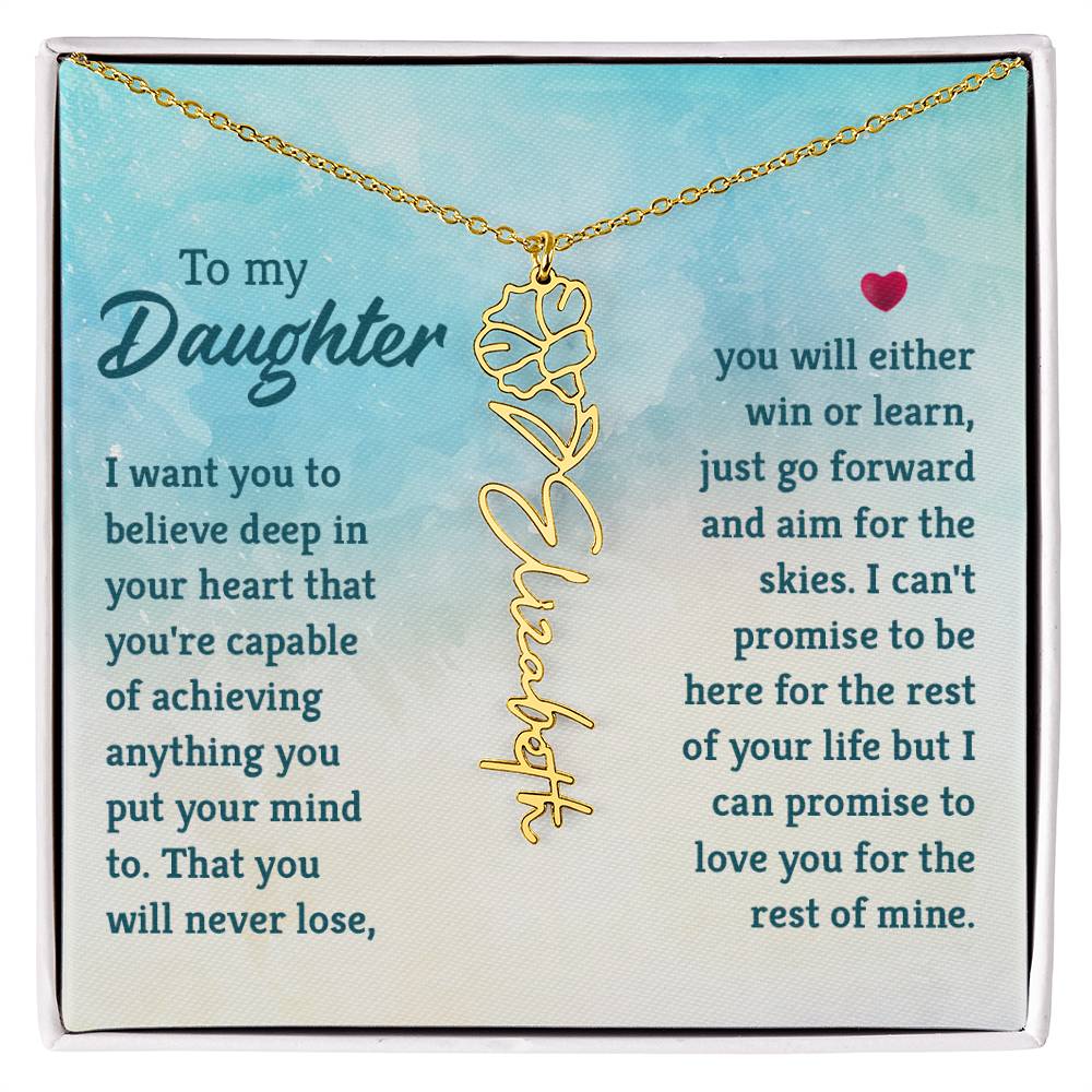 Flower Birth Month Name Necklace - To Daughter