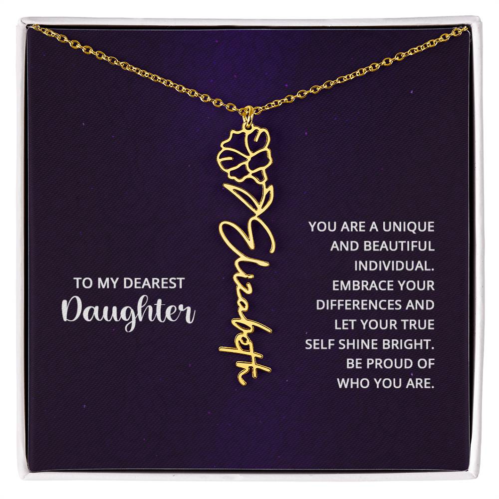 Flower Birth Month Name Necklace - To My Daughter