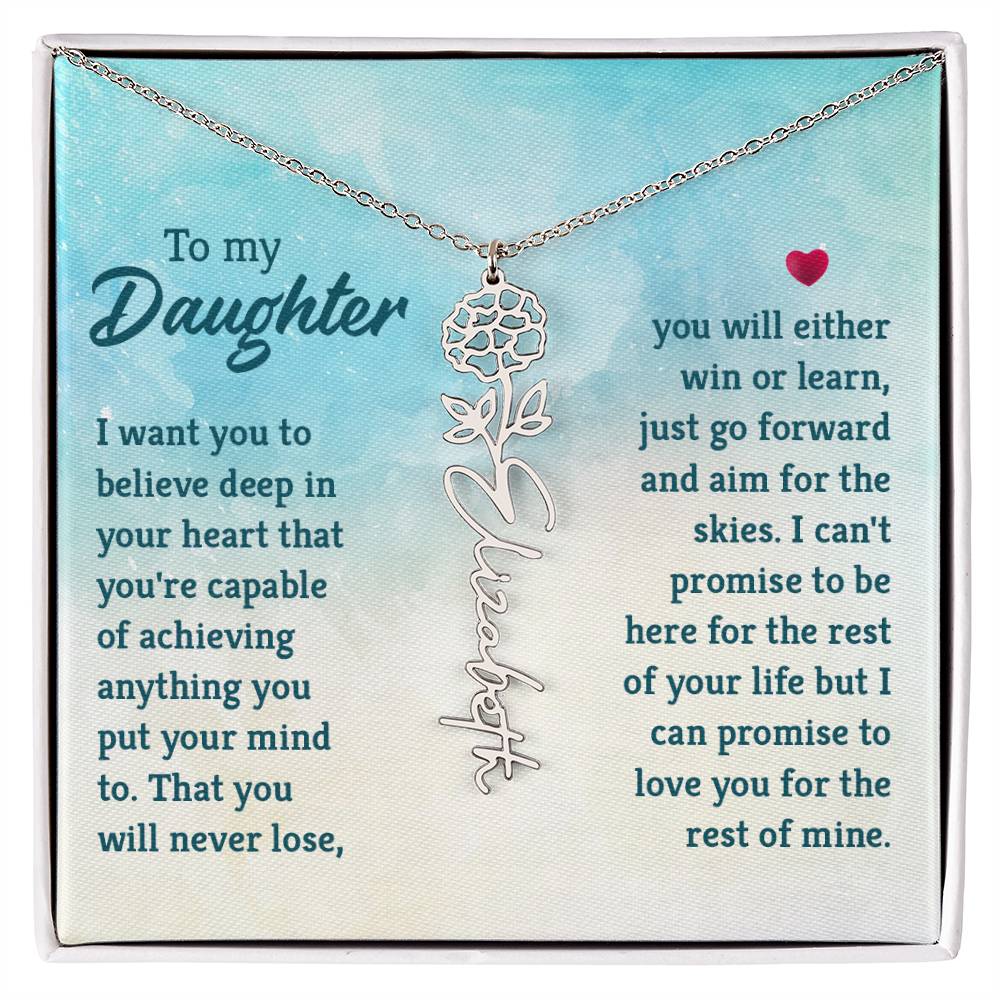 Flower Birth Month Name Necklace - To Daughter