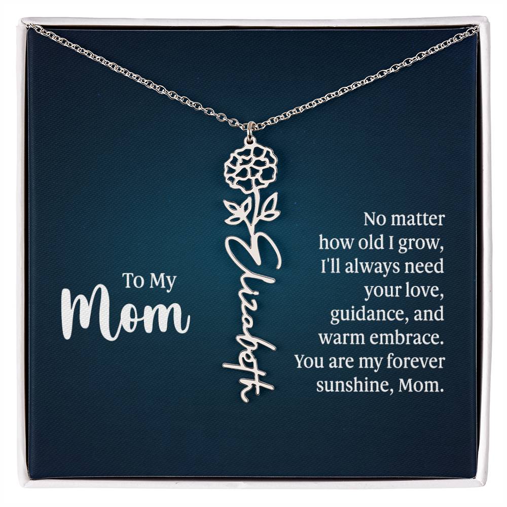 Flower Birth Month Name Necklace - To My Mom