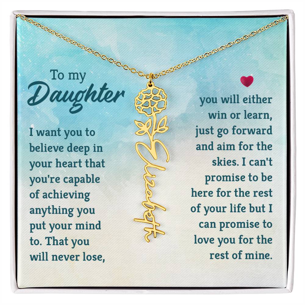 Flower Birth Month Name Necklace - To Daughter