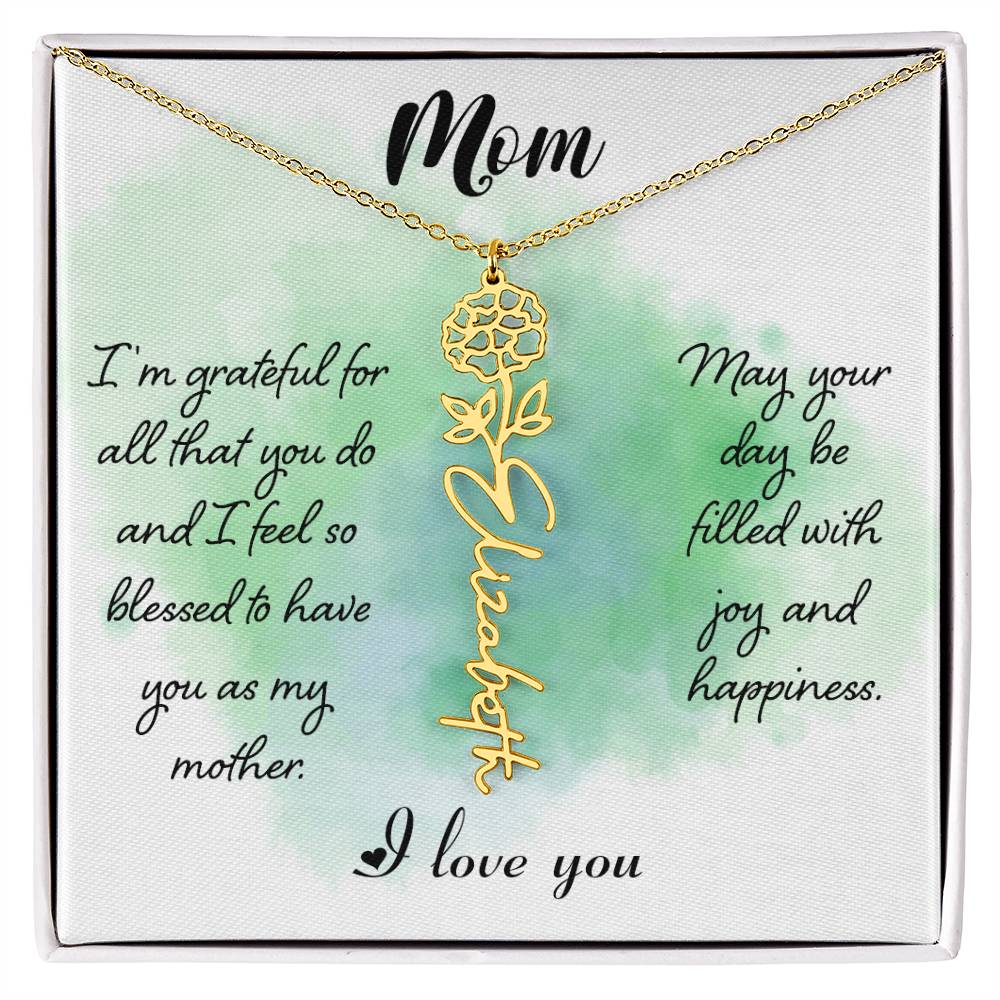 Flower Birth Month Name Necklace - To Mom