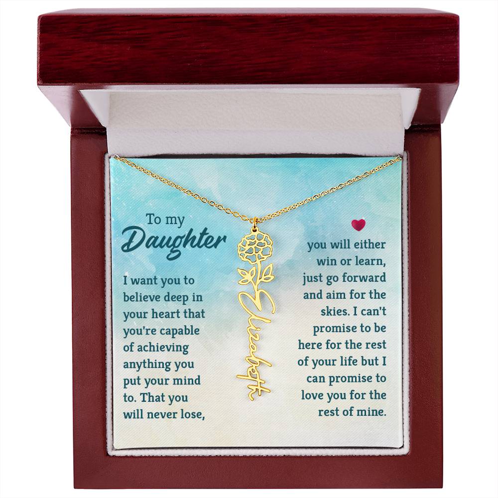 Flower Birth Month Name Necklace - To Daughter