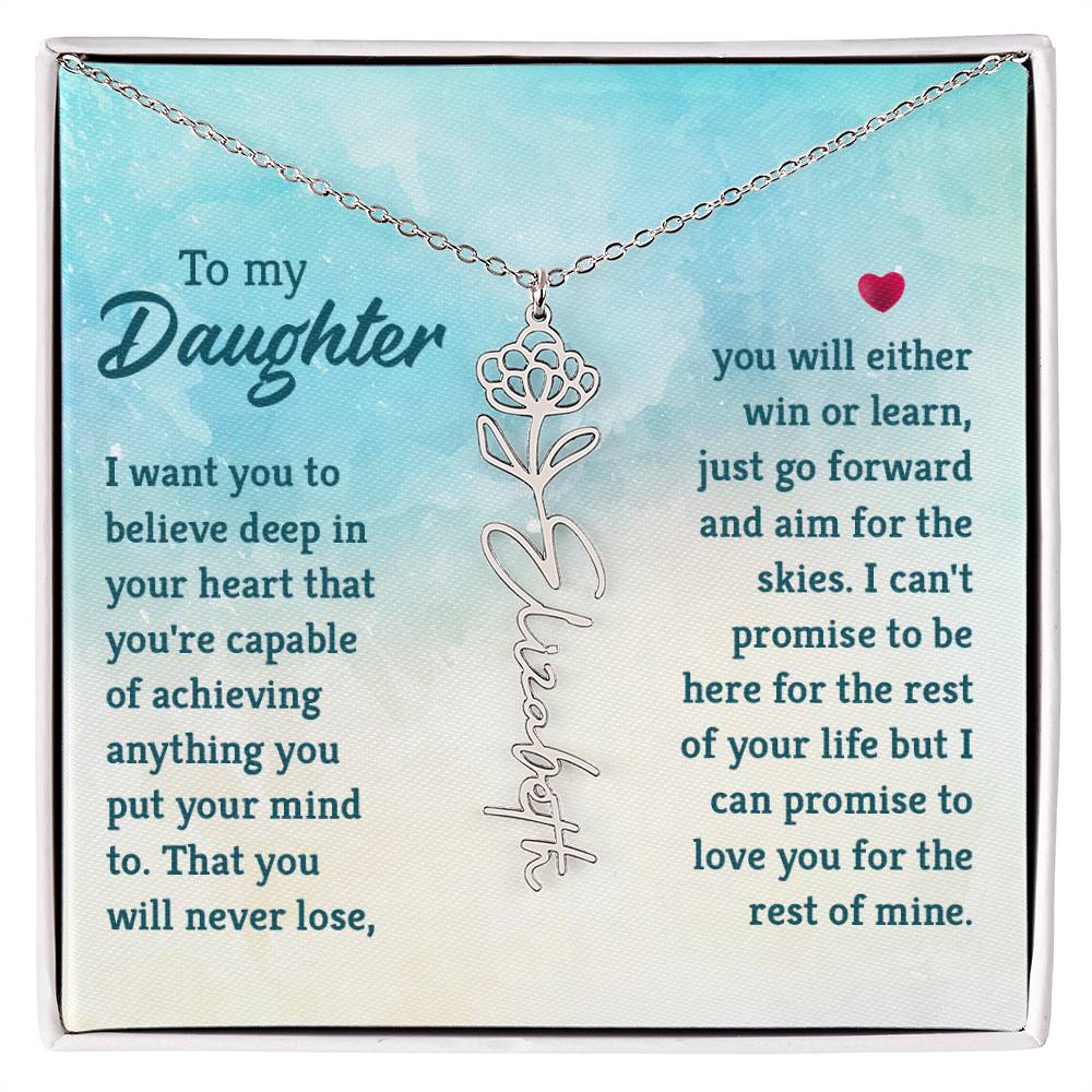 Flower Birth Month Name Necklace - To Daughter