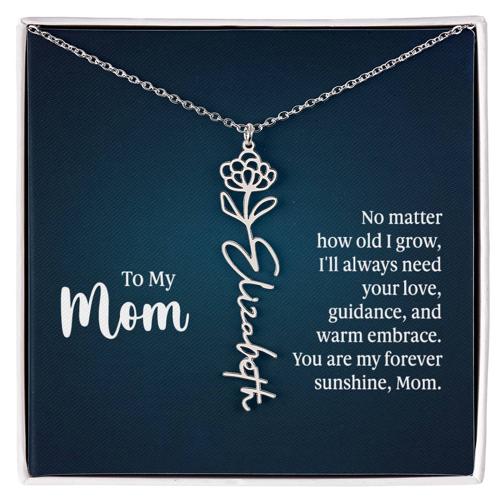 Flower Birth Month Name Necklace - To My Mom