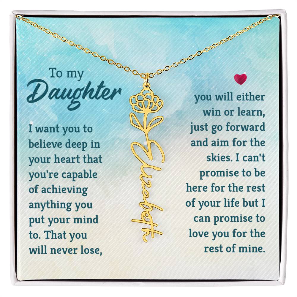 Flower Birth Month Name Necklace - To Daughter