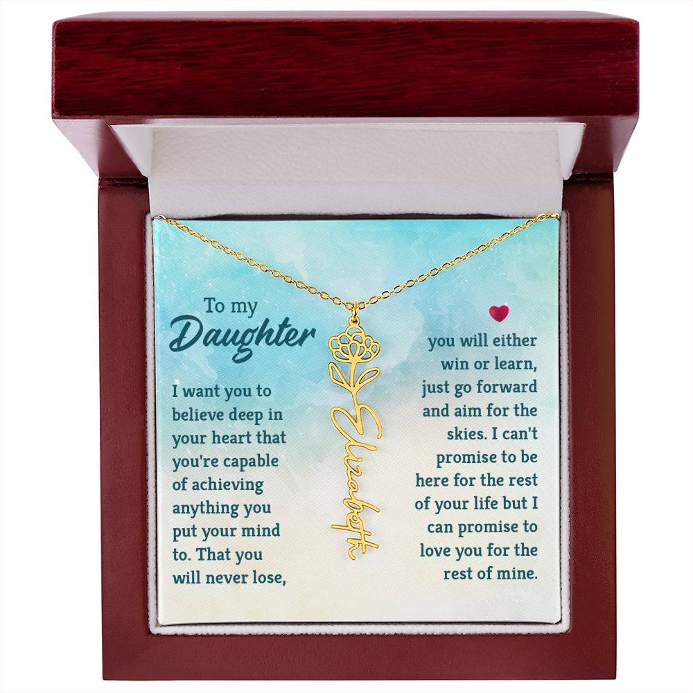 Flower Birth Month Name Necklace - To Daughter