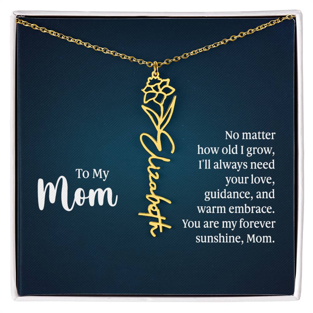 Flower Birth Month Name Necklace - To My Mom