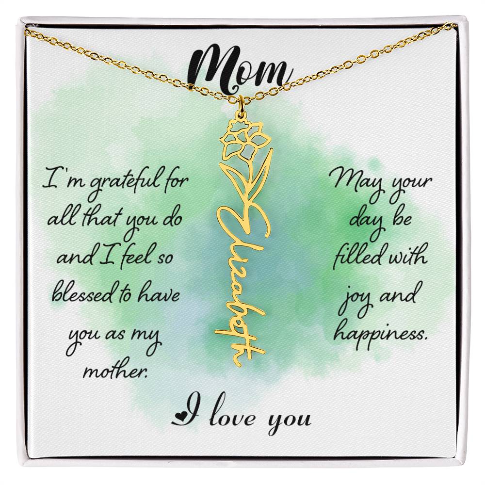 Flower Birth Month Name Necklace - To Mom