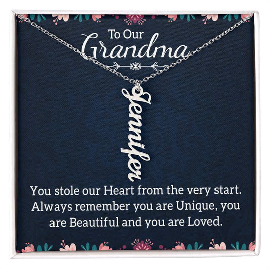 Personalized Vertical  Multi Name Necklace - To Our Grandma