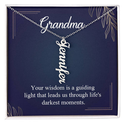 Personalized Vertical  Multi Name Necklace  - To Grandma