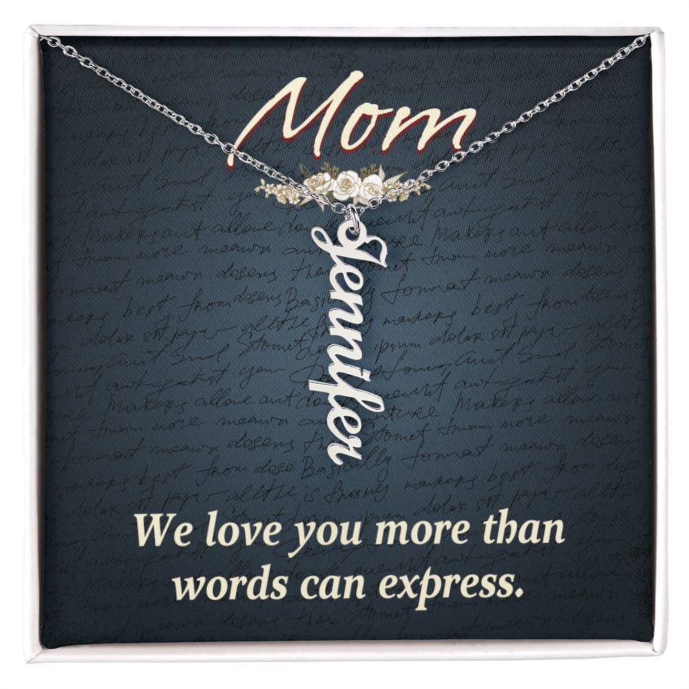 Personalized Vertical  Multi Name Necklace - Mom We Love You