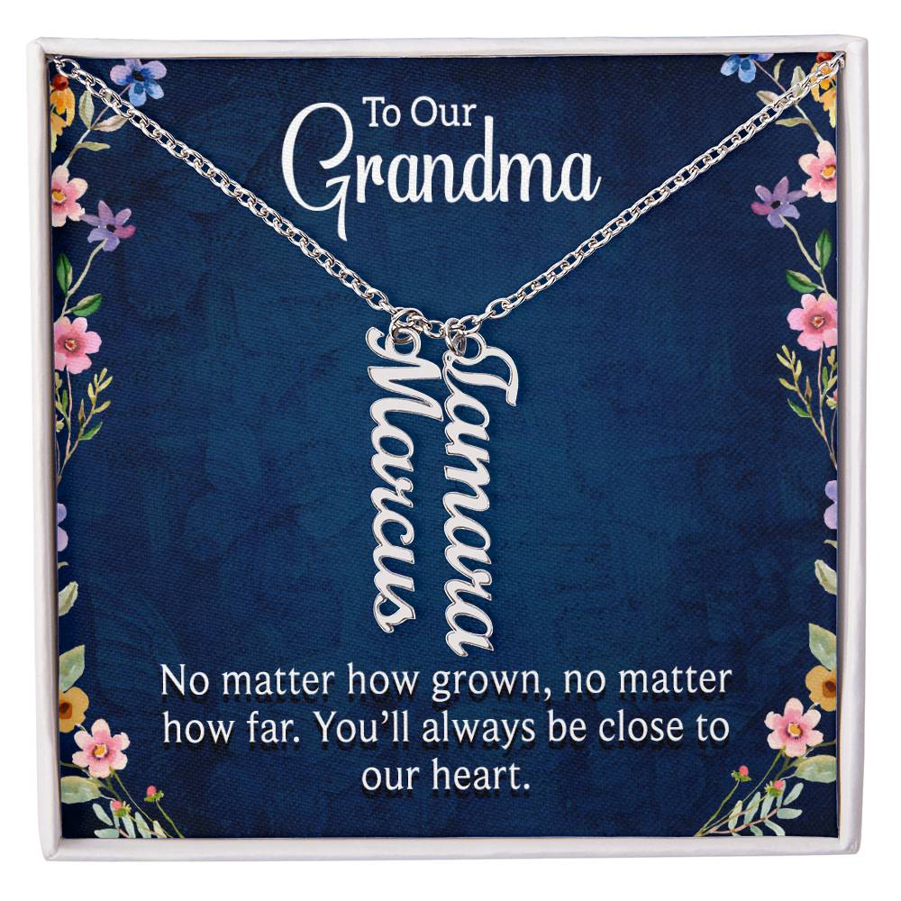 Personalized Vertical  Multi Name Necklace -To Our Grandma