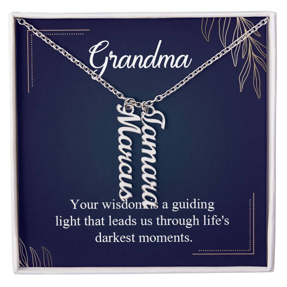 Personalized Vertical  Multi Name Necklace  - To Grandma