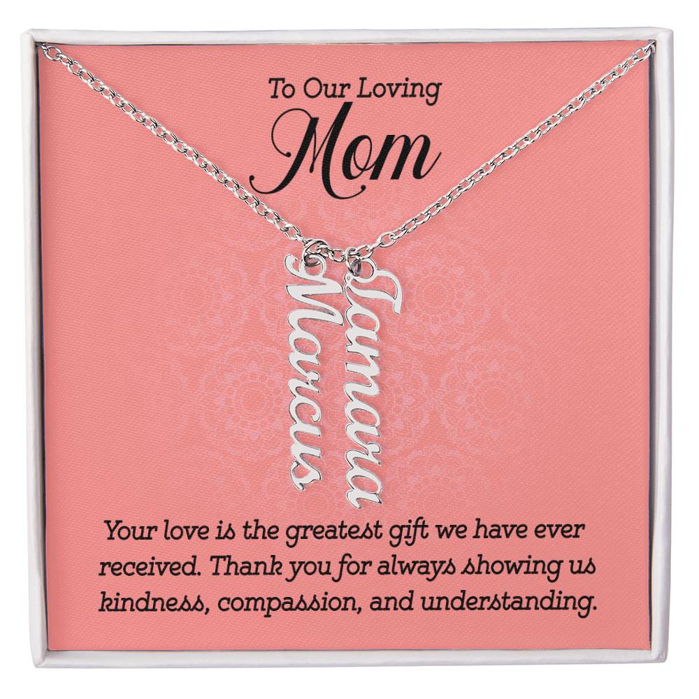 Personalized Vertical  Multi Name Necklace - To Our Loving Mom