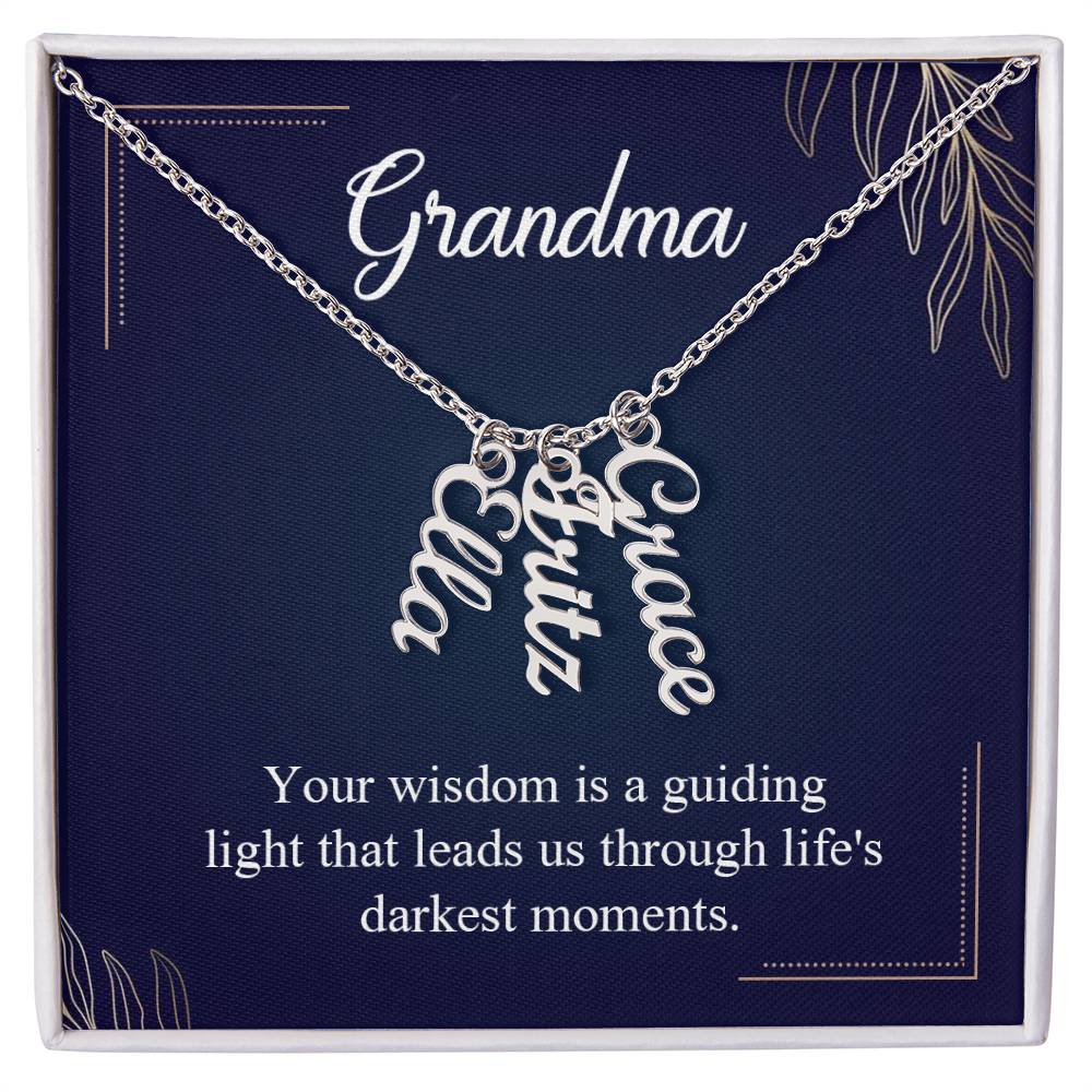 Personalized Vertical  Multi Name Necklace  - To Grandma