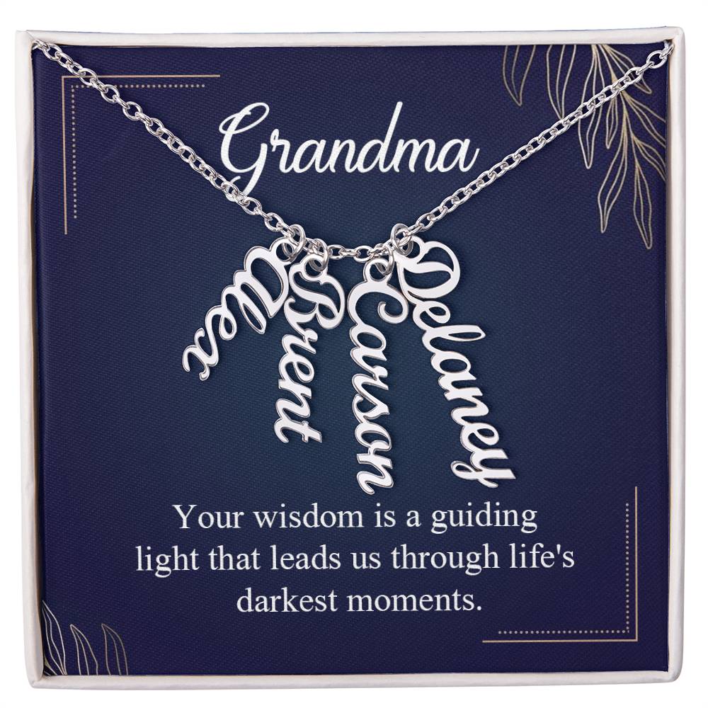 Personalized Vertical  Multi Name Necklace  - To Grandma