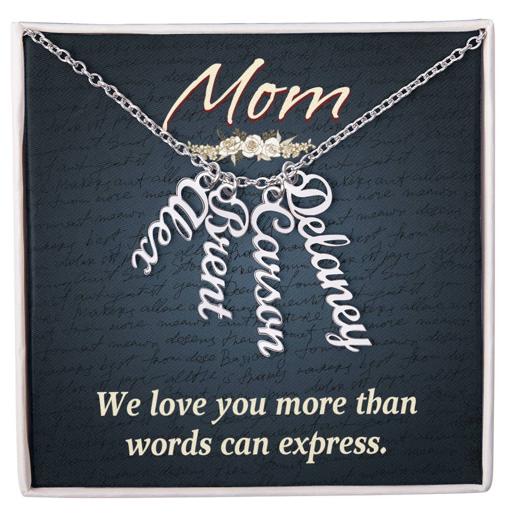 Personalized Vertical  Multi Name Necklace - Mom We Love You