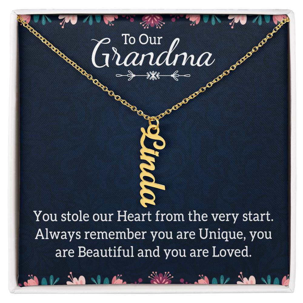 Personalized Vertical  Multi Name Necklace - To Our Grandma