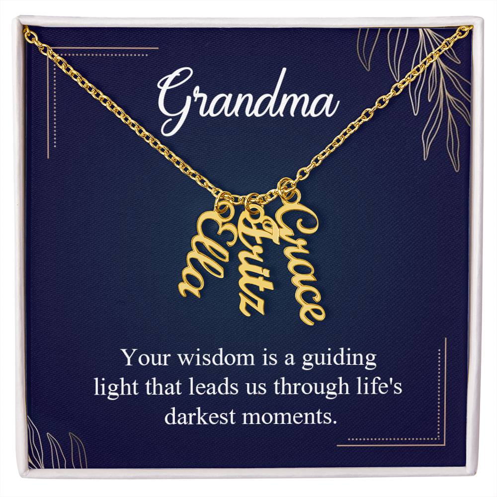 Personalized Vertical  Multi Name Necklace  - To Grandma