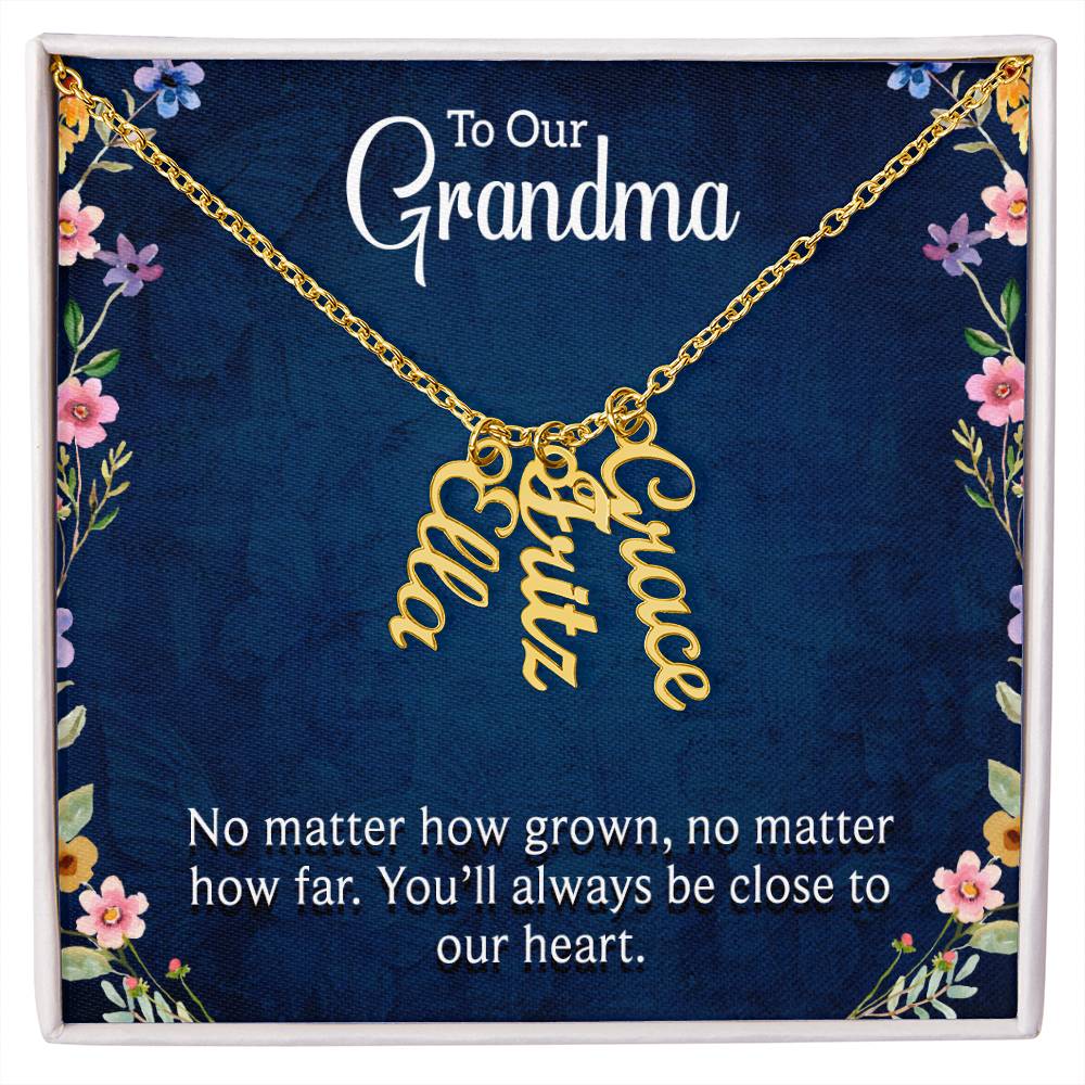 Personalized Vertical  Multi Name Necklace -To Our Grandma