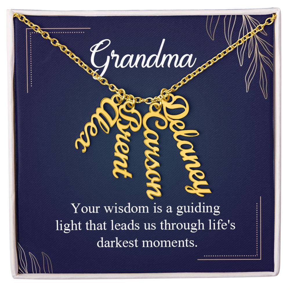 Personalized Vertical  Multi Name Necklace  - To Grandma