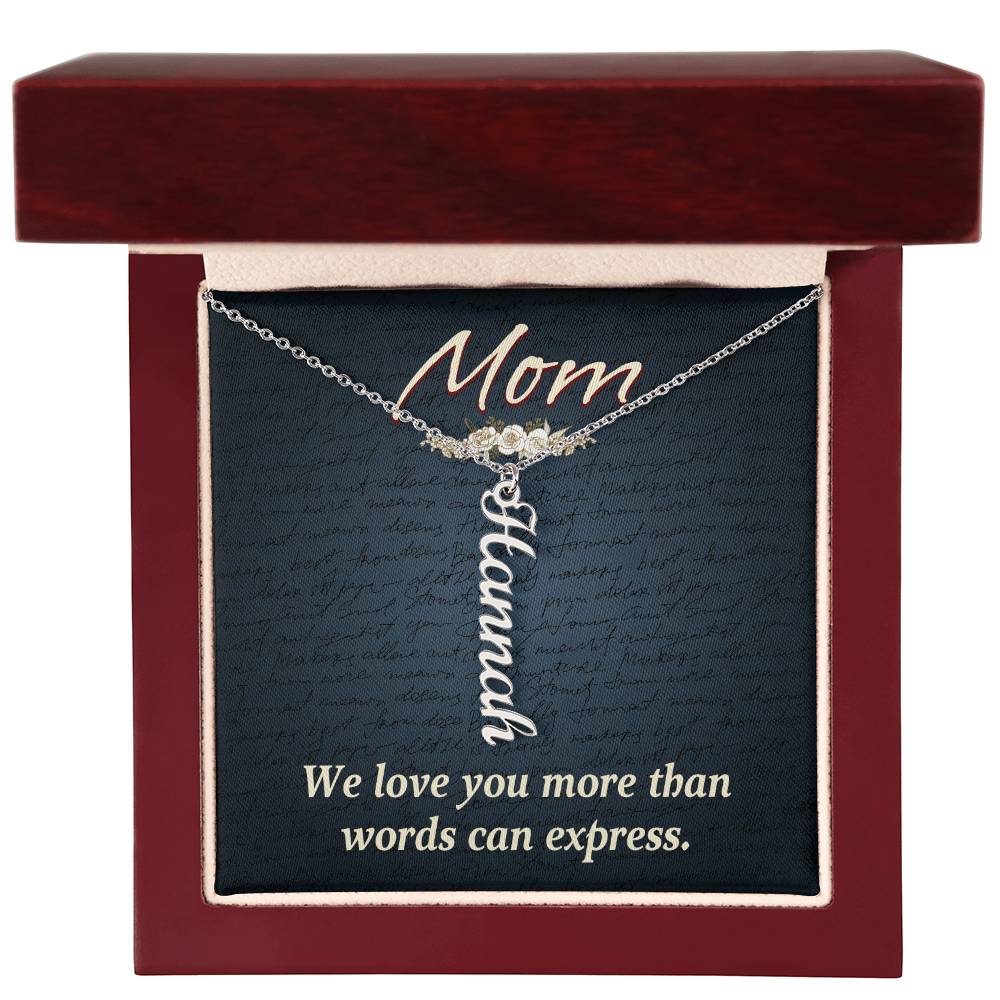 Personalized Vertical  Multi Name Necklace - Mom We Love You