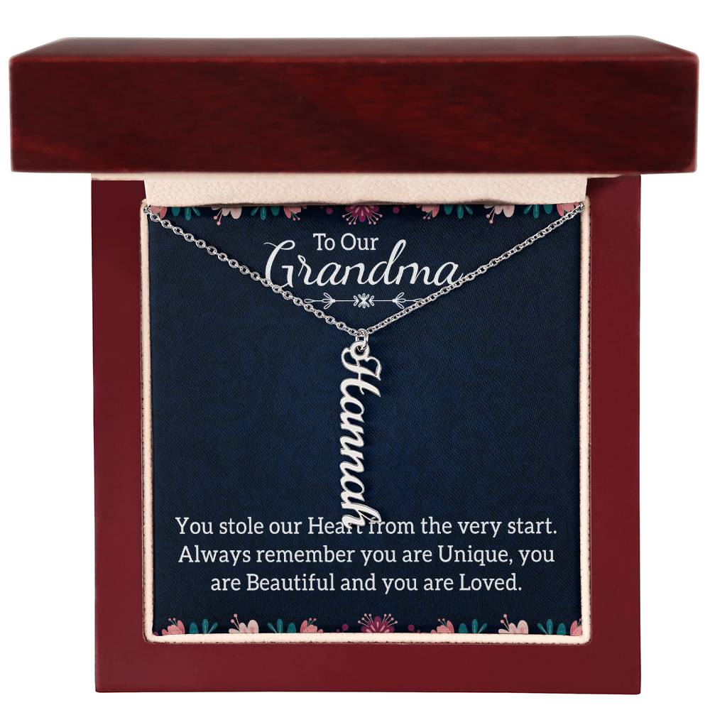 Personalized Vertical  Multi Name Necklace - To Our Grandma