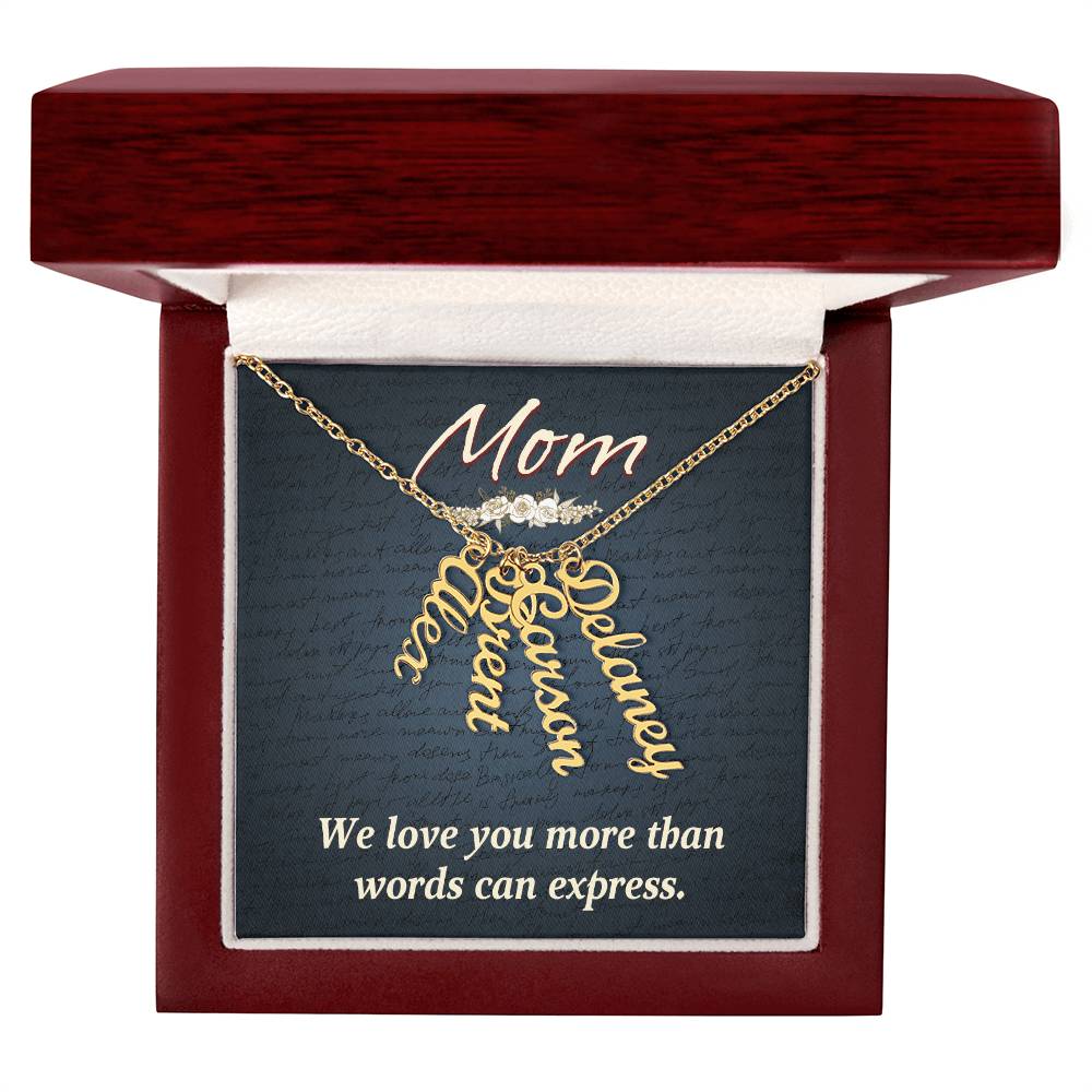 Personalized Vertical  Multi Name Necklace - Mom We Love You