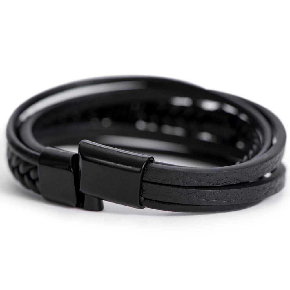 Men's Cross Leather Bracelet - My Dear Husband