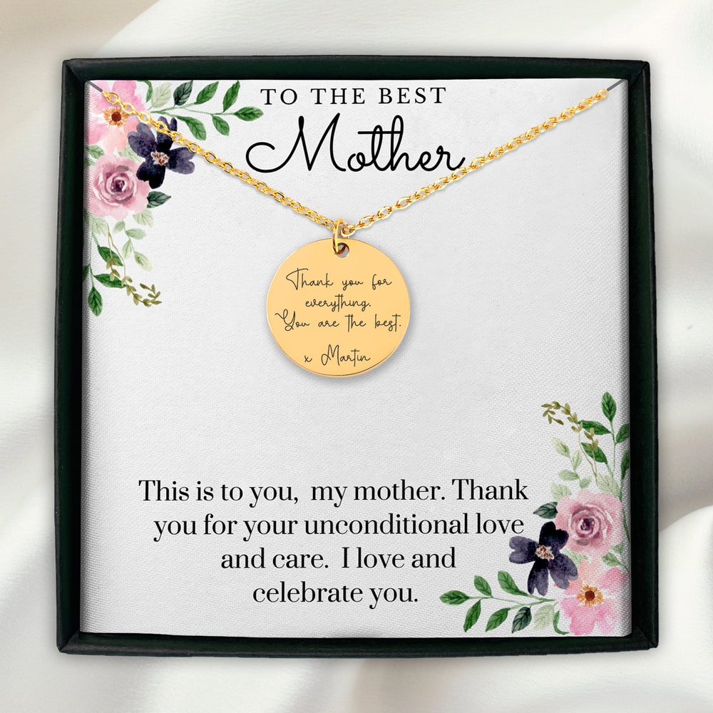 Custom Message Necklace - To The Best Mother