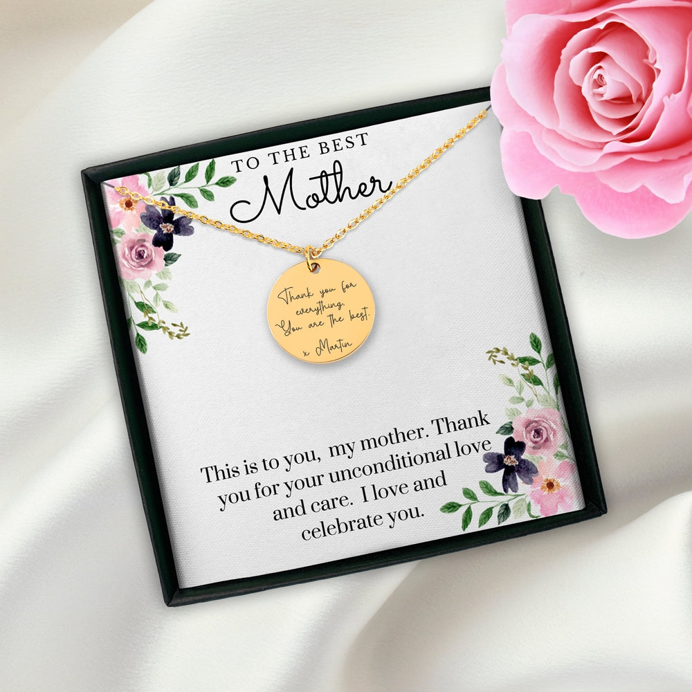 Custom Message Necklace - To The Best Mother