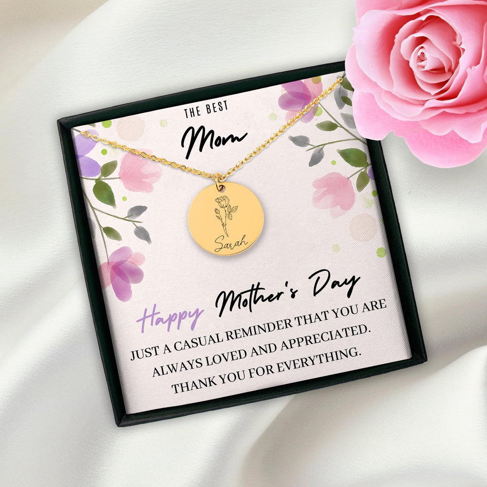 Birthflower Name Necklace - The Best Mom