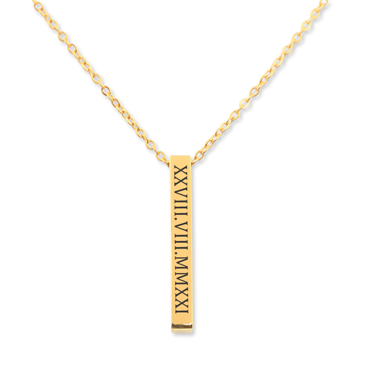Engraved Roman Date Necklace