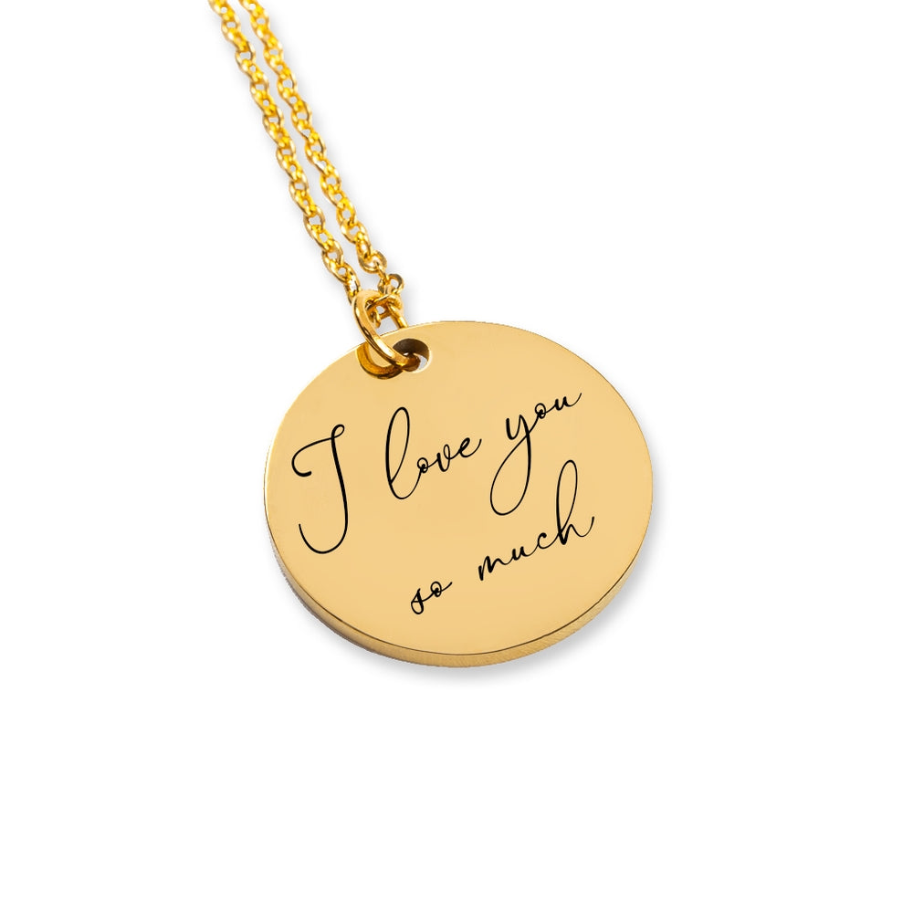 Handwritten Message Necklace - I love You Mom