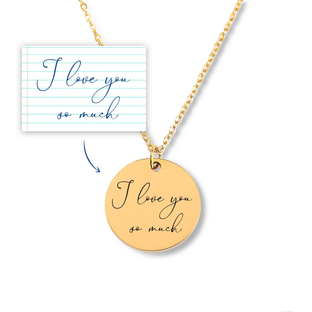 Handwritten Message Necklace - I love You Mom