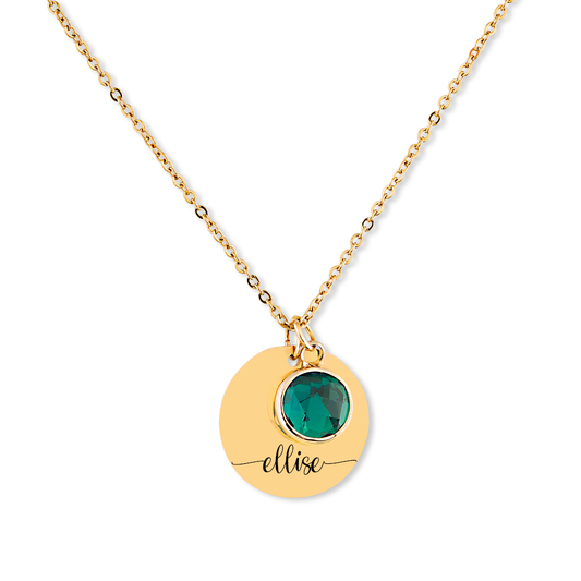 Engraved Name Birthstone Necklace