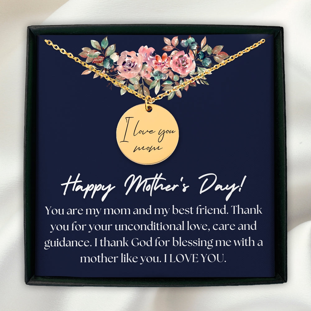 Handwritten Message Necklace - I love You Mom