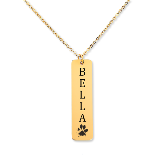 Engraved Pet's Name & Paw Print Necklace