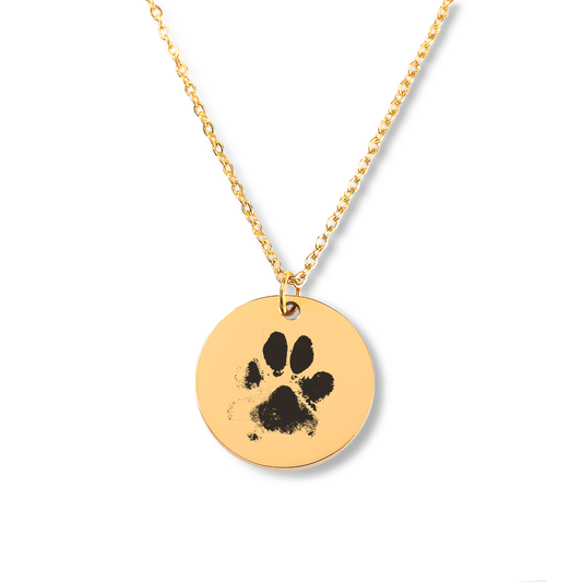 Engraved Paw Print Necklace