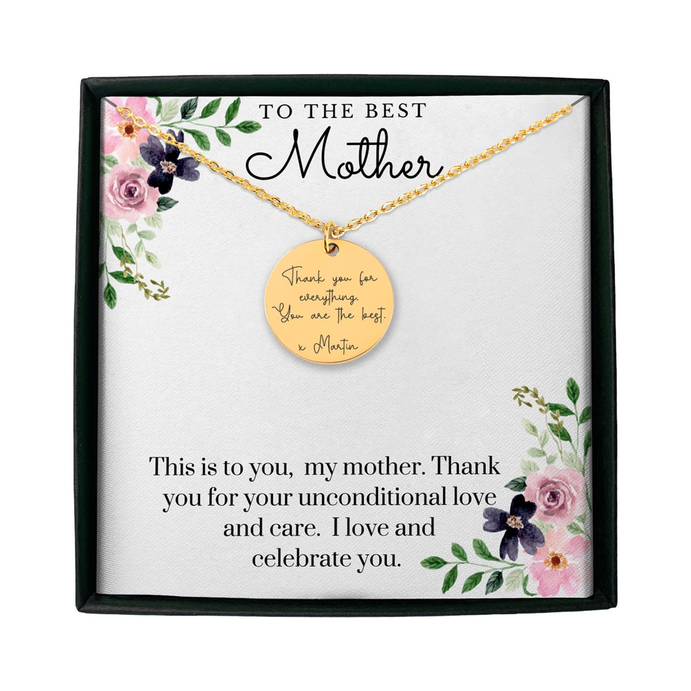 Custom Message Necklace - To The Best Mother