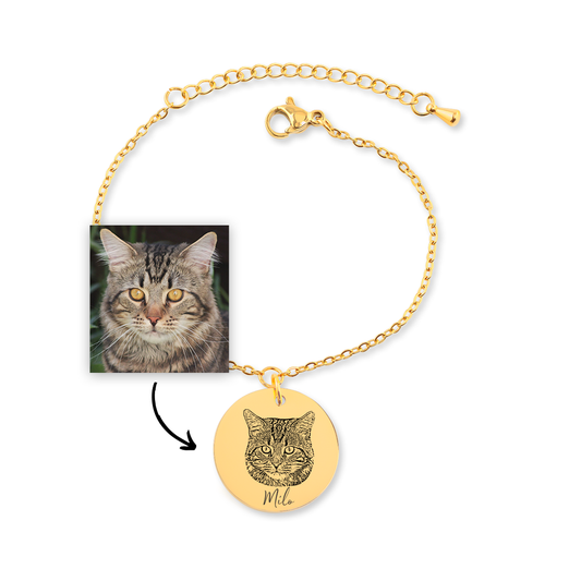 Engraved Cat Portrait Bracelet